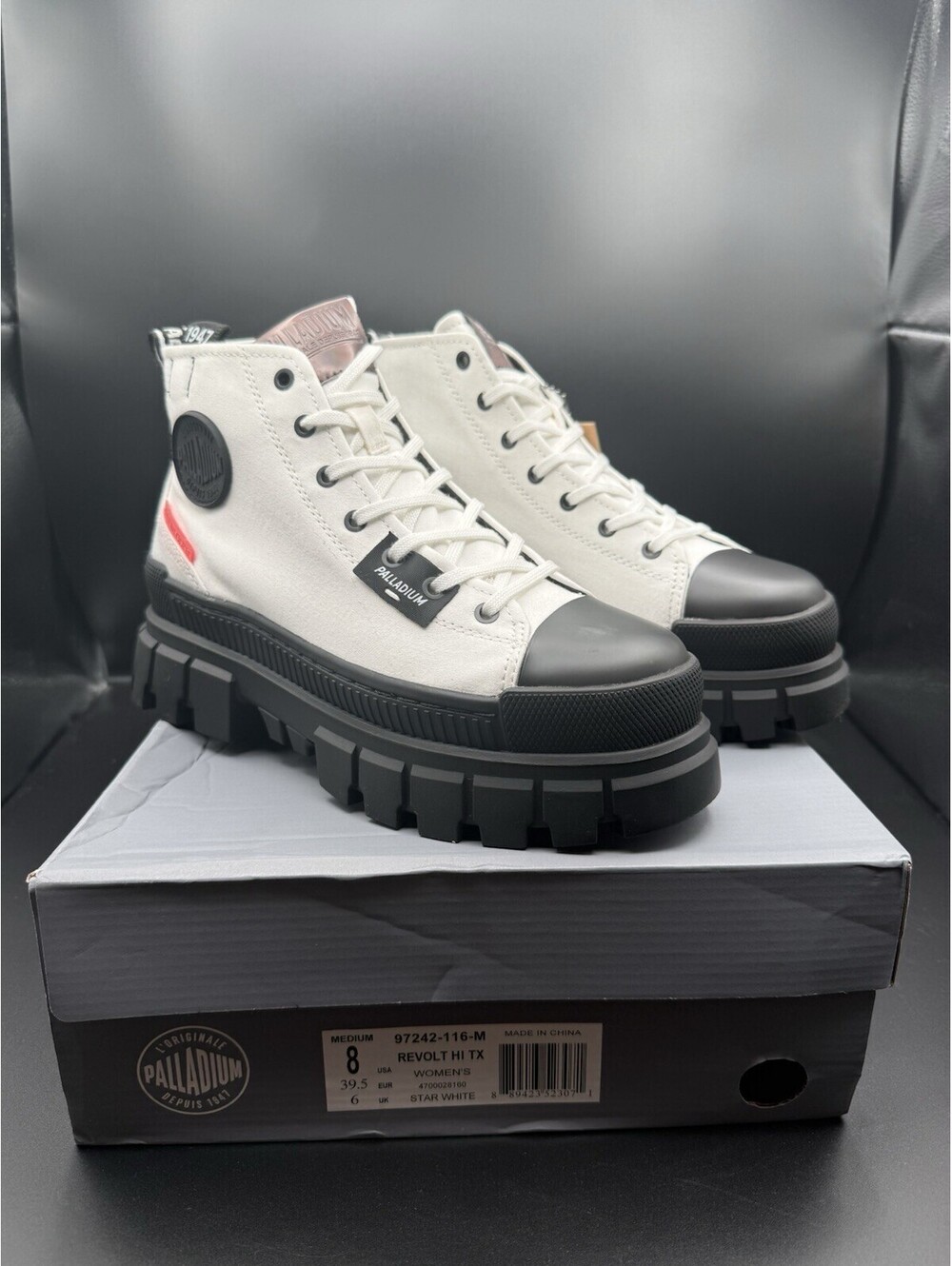 Palladium Boots Revolt HI TX Star White Womens Size 8 97242-116-M NWB